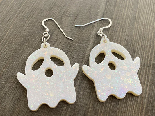 Resin Glitter Ghost Earrings